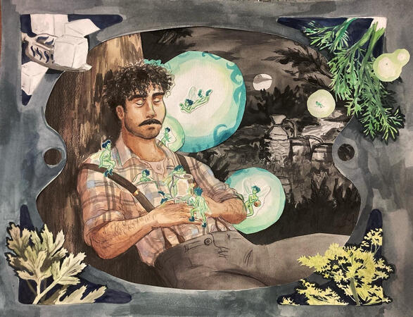 Watercolor & Color pencil Collage